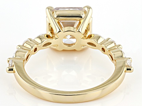 White Cubic Zirconia 18K Yellow Gold Over Sterling Silver Asscher 