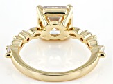 White Cubic Zirconia 18K Yellow Gold Over Sterling Silver Asscher Cut Ring 5.83ctw