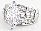 White Cubic Zirconia Platinum Over Sterling Silver Ring 10.40ctw