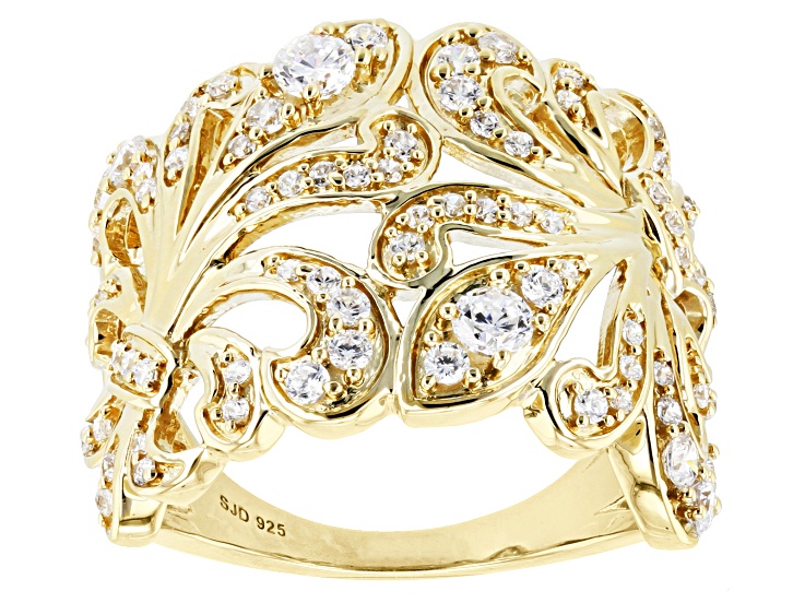 ウッティイ。 White Cubic Zirconia 18K Yellow Gold Over Sterling Silver