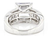 White Cubic Zirconia Platinum Over Sterling Silver Asscher Cut Ring 10.25ctw
