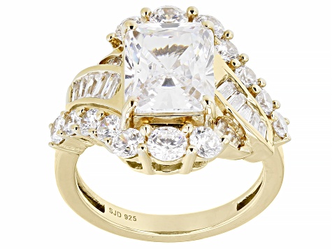 White Cubic Zirconia 18K Yellow Gold Over Sterling Silver Ring 8.90ctw