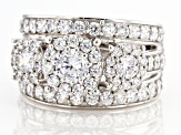 White Cubic Zirconia Rhodium Over Sterling Silver Ring 4.80ctw