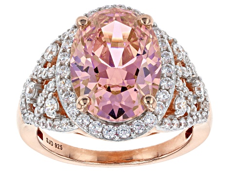 Pink And White Cubic Zirconia 18K Rose Gold Over Sterling Silver