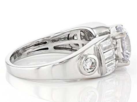White Cubic Zirconia Platinum Over Sterling Silver Ring 4.68