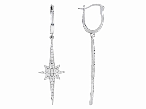 White Cubic Zirconia Rhodium Over Sterling Silver Earrings 1.19ctw