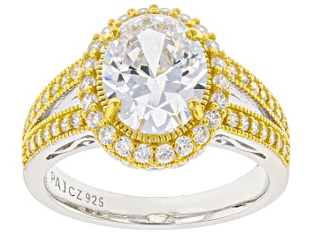 Picture of White Cubic Zirconia Rhodium And 18K Yellow Gold Over Sterling Silver Ring 4.77ctw