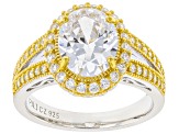 White Cubic Zirconia Rhodium And 18K Yellow Gold Over Sterling Silver Ring 4.77ctw
