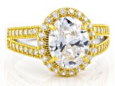 White Cubic Zirconia Rhodium And 18K Yellow Gold Over Sterling Silver Ring 4.77ctw
