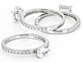 White Cubic Zirconia Platinum Over Sterling Silver Ring Set 4.51ctw