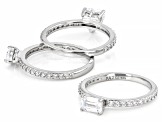 White Cubic Zirconia Platinum Over Sterling Silver Ring Set 4.51ctw