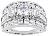 White Cubic Zirconia Platinum Over Sterling Silver Ring 6.51ctw