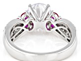 Lab Created Ruby And White Cubic Zirconia Platinum Over Sterling Silver Ring 3.78ctw