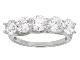 Cubic Zirconia Rhodium Over Sterling Silver Ring 4.30ctw