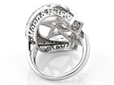 White Cubic Zirconia Rhodium Over Sterling Silver Moon and Star Ring 2.65ctw