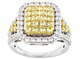 Yellow And White Cubic Zirconia Platinum Over Sterling Silver Ring 2.70ctw