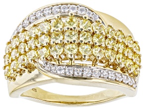 Yellow And White Cubic Zirconia 18k Yellow Gold Over Sterling Silver Ring 2.50ctw