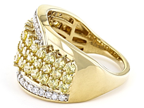 Yellow And White Cubic Zirconia 18k Yellow Gold Over Sterling Silver Ring 2.50ctw