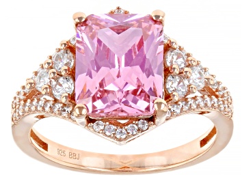 Picture of Pink And White Cubic Zirconia 18k Rose Gold Over Sterling Silver Ring 6.11ctw