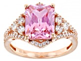 Pink And White Cubic Zirconia 18k Rose Gold Over Sterling Silver Ring 6.11ctw