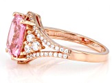 Pink And White Cubic Zirconia 18k Rose Gold Over Sterling Silver Ring 6.11ctw