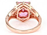 Pink And White Cubic Zirconia 18k Rose Gold Over Sterling Silver Ring 6.11ctw