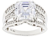 White Cubic Zirconia Rhodium Over Sterling Silver Asscher Cut Ring 6.13ctw