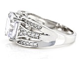 White Cubic Zirconia Rhodium Over Sterling Silver Asscher Cut Ring 6.13ctw