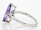 Lavender and White Cubic Zirconia Rhodium Over Sterling Silver Ring 3.85ctw