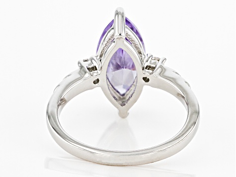Lavender and White Cubic Zirconia Rhodium Over Sterling Silver Ring 3.85ctw