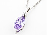 Purple And White Cubic Zirconia Rhodium Over Sterling Silver Pendant With Chain 3.78ctw