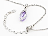 Purple And White Cubic Zirconia Rhodium Over Sterling Silver Pendant With Chain 3.78ctw