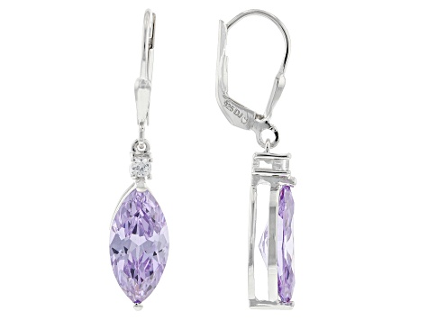 Lavender And White Cubic Zirconia Rhodium Over Sterling Silver Earrings 7.31ctw