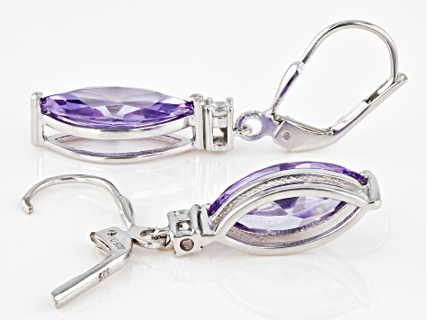 Lavender And White Cubic Zirconia Rhodium Over Sterling Silver Earrings 7.31ctw