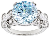 Blue And White Cubic Zirconia Platinum Over Sterling Silver Ring 11.35ctw