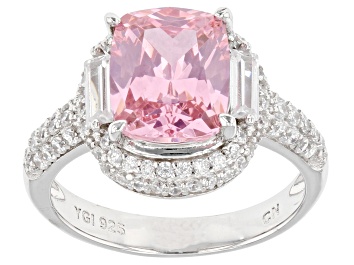 Pink And White Cubic Zirconia Rhodium Over Silver Ring 11.66ctw