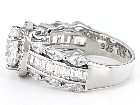 White Cubic Zirconia Rhodium Over Sterling Silver Ring 6.06