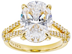 White Cubic Zirconia 18k Yellow Gold Over Sterling Silver Ring 10.69ctw