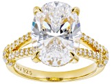 White Cubic Zirconia 18k Yellow Gold Over Sterling Silver Ring 10.69ctw