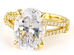 White Cubic Zirconia 18k Yellow Gold Over Sterling Silver Ring 10.69ctw