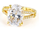 White Cubic Zirconia 18k Yellow Gold Over Sterling Silver Ring 10.69ctw