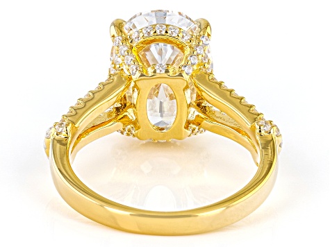 White Cubic Zirconia 18k Yellow Gold Over Sterling Silver Ring 10.69ctw
