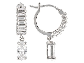 White Cubic Zirconia Platinum Over Sterling Silver Huggies 2.18ctw