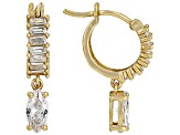 White Cubic Zirconia 18k Yellow Gold Over Sterling Silver Huggie Earrings 2.18ctw