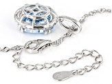 Blue And White Cubic Zirconia Rhodium Over Sterling Silver Starry Cut Pendant 9.40ctw