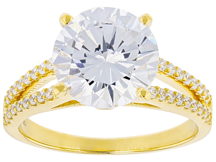 White Cubic Zirconia 18k Yellow Gold Over Sterling Silver