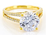 White Cubic Zirconia 18k Yellow Gold Over Sterling Silver Ring 7.67ctw