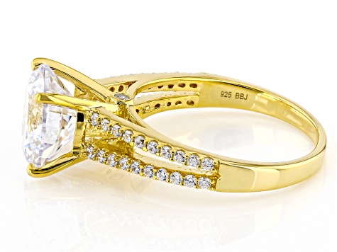 White Cubic Zirconia 18k Yellow Gold Over Sterling Silver