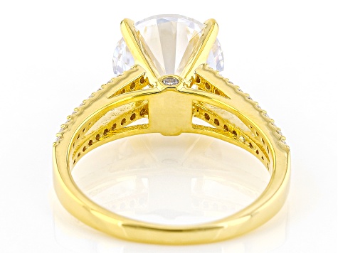 White Cubic Zirconia 18k Yellow Gold Over Sterling Silver Ring 7.67ctw