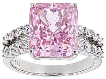Picture of Pink And White Cubic Zirconia Rhodium Over Sterling Silver Starry Cut Ring 11.12ctw